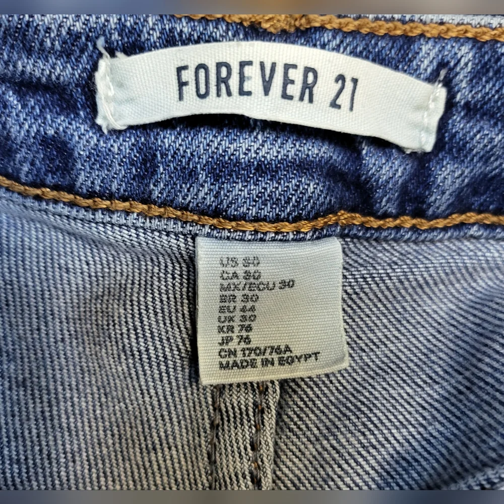 Forever 21 Women High Waisted Medium Wash 5 Pocket Button Fly Skinny Jeans Sz 30